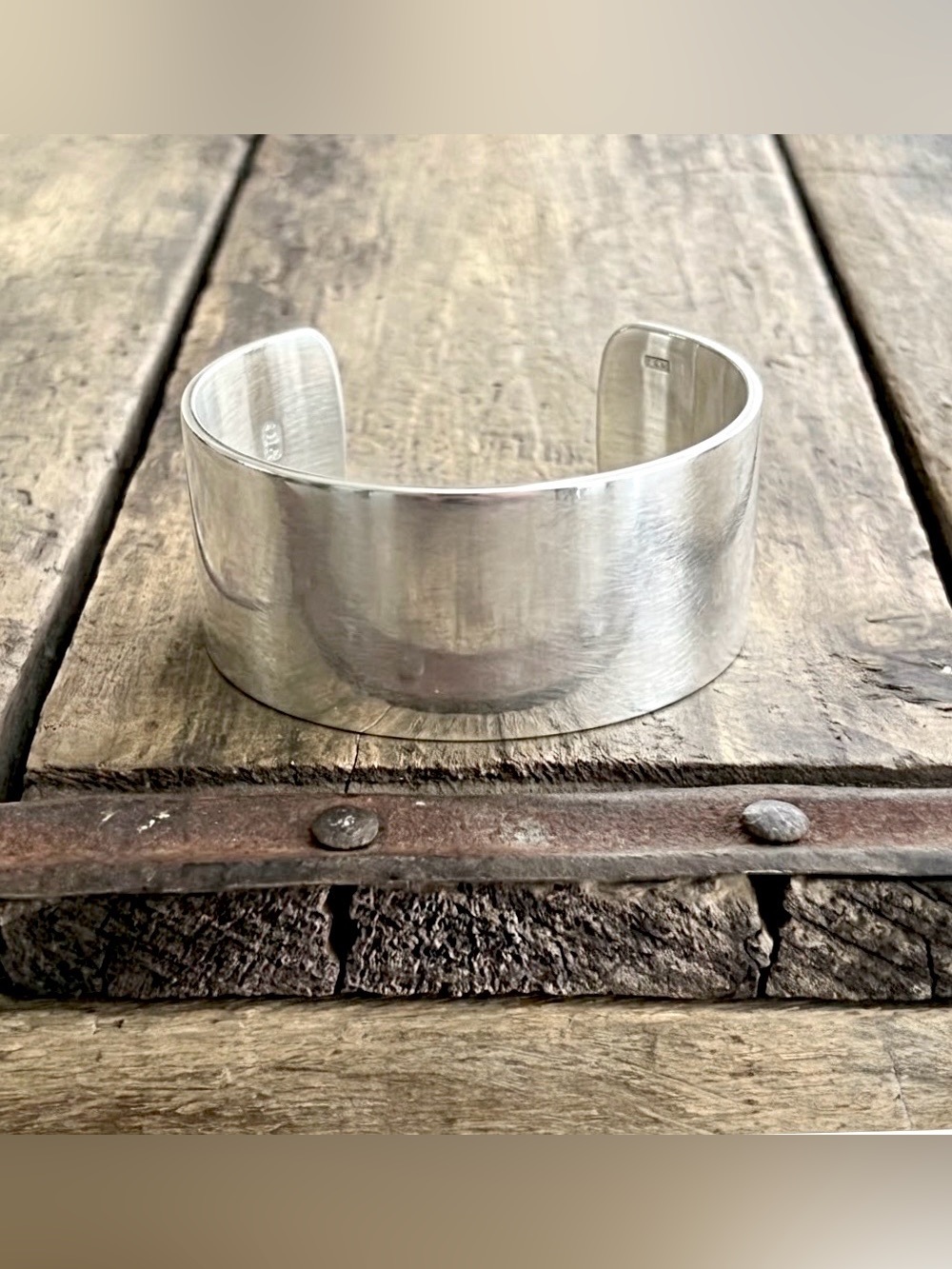 Vintage 33g Sterling Silver Wide Cuff Bracelet 6.5 inches Adjustable 925